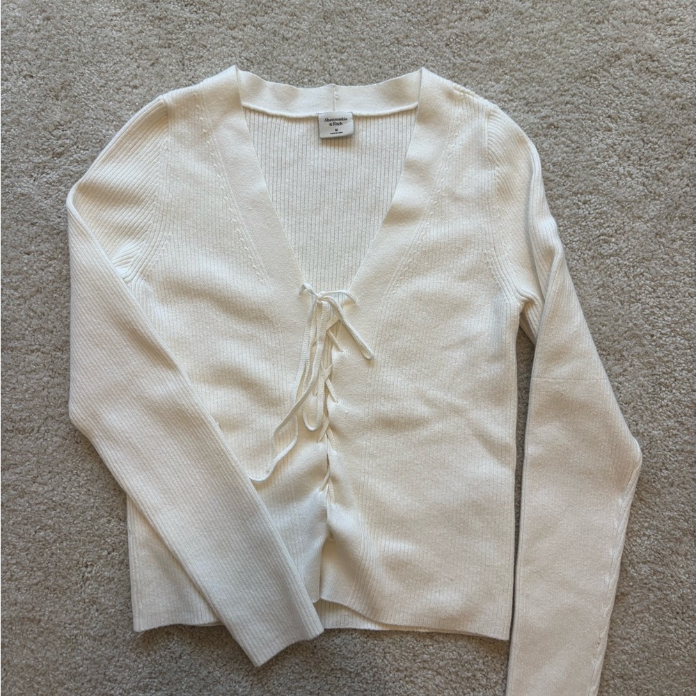 Abercrombie & Fitch Off-White Ribbed Knit Top